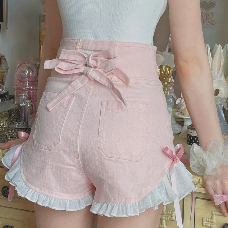 Bow High Waist Denim Shorts For Women - VAleG