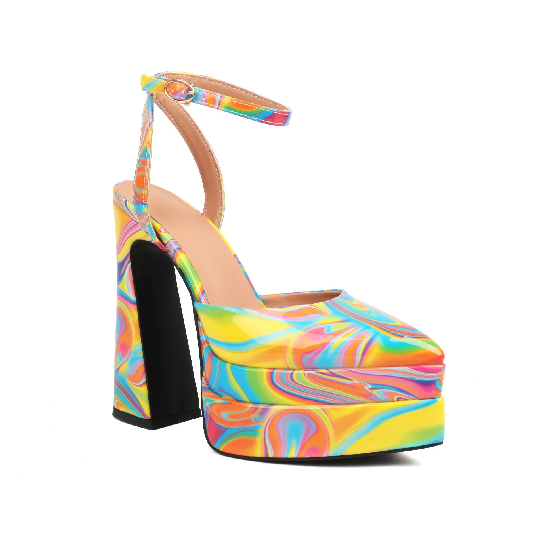 Women's High Heels Foreign Trade Leopard Color Waterproof Platform Pointed - VAleG
