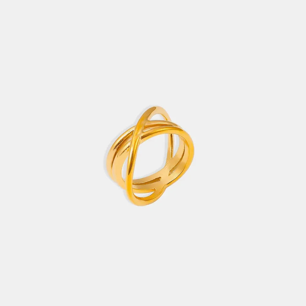 18K Gold-Plated Crisscross Ring - VAleG