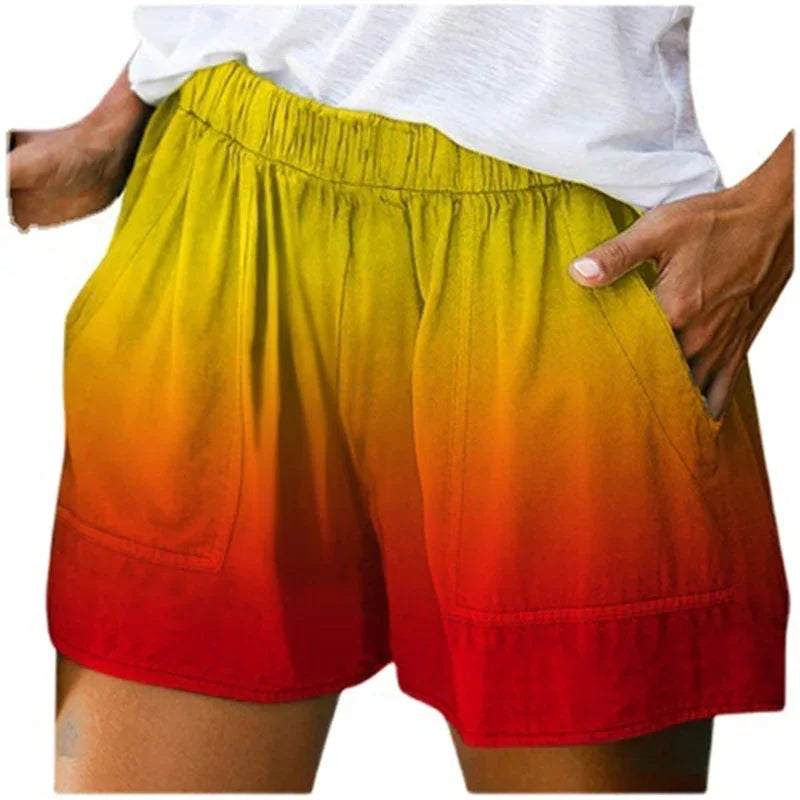Women's Fashion Gradient Color Pocket Wide Leg Shorts - VAleG