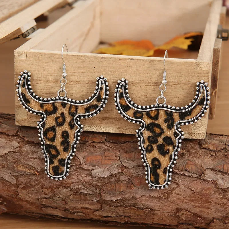 Alloy Animal Print Cow Head Earrings - VAleG