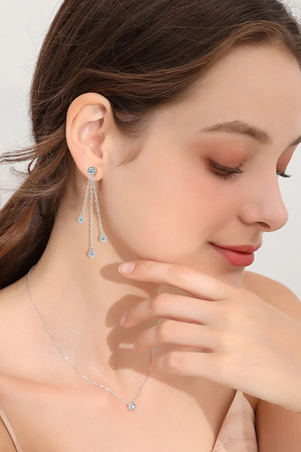 1.2 Carat Moissanite Layered Chain Earrings - VAleG
