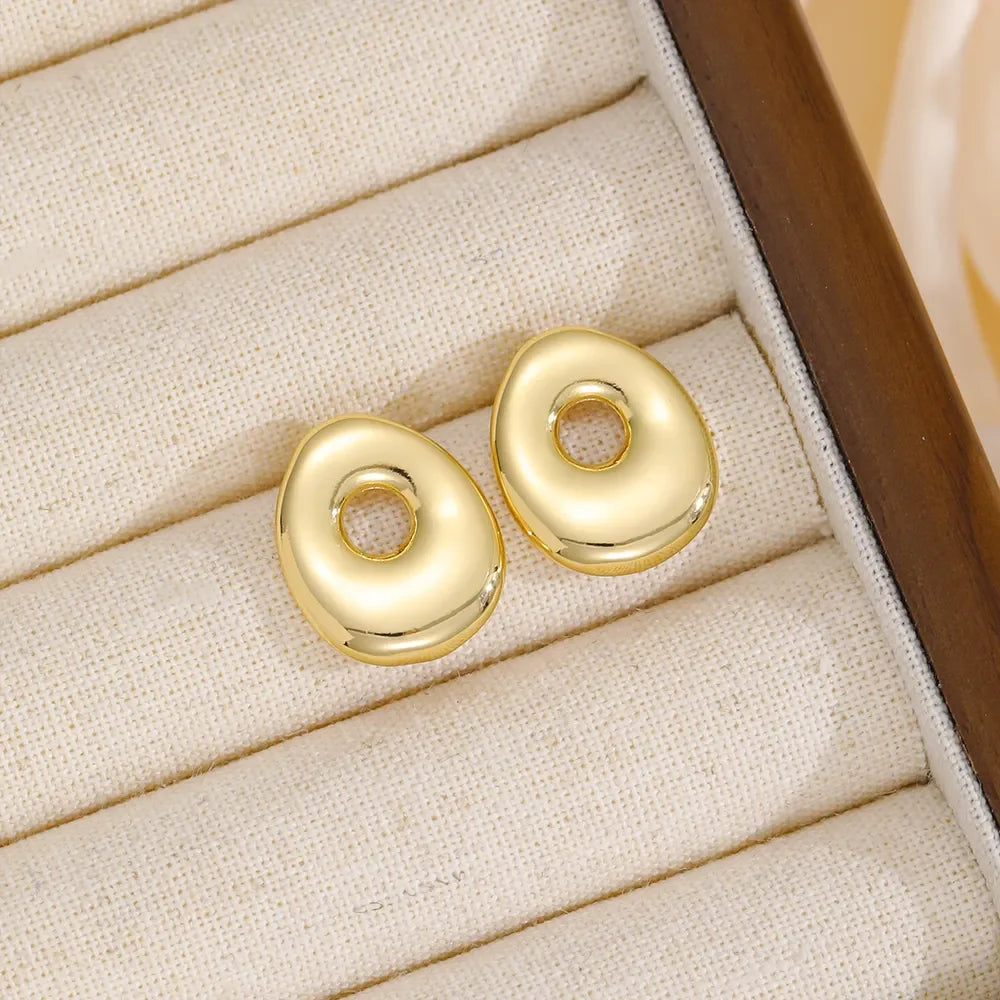 18K Gold-Plated Bubble Letter Stud Earrings - VAleG