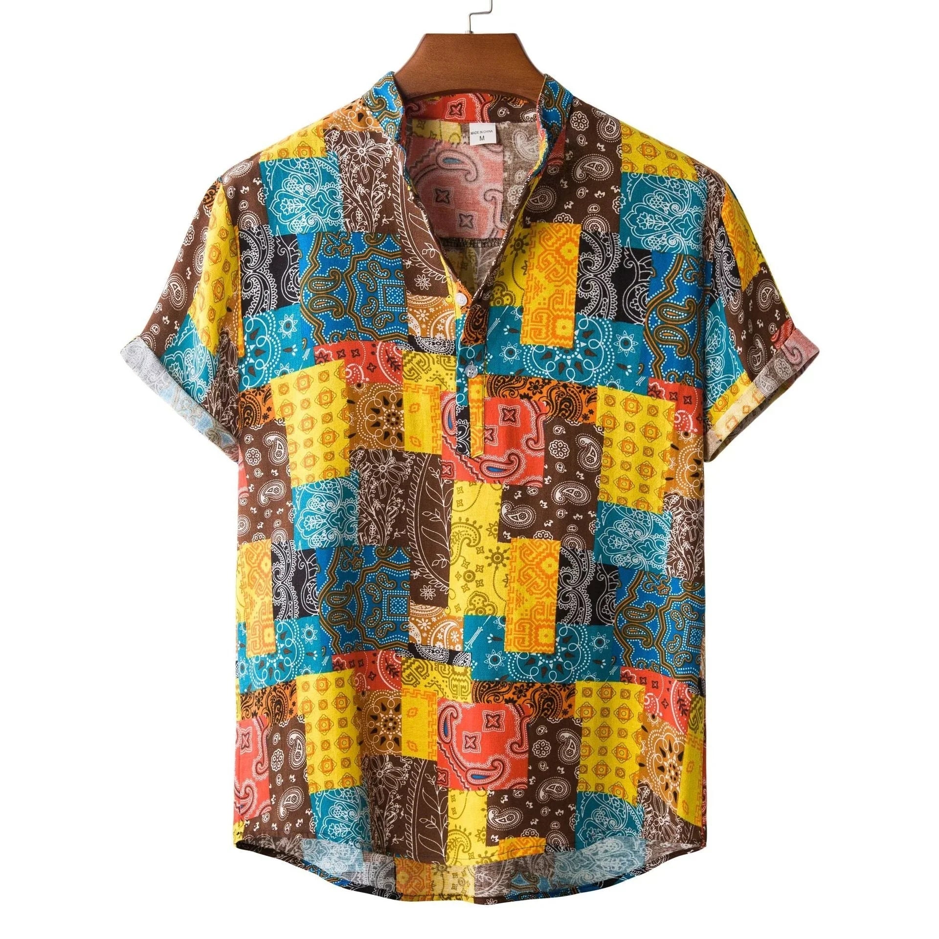 Lapel Cotton Slim-fit Printed Bamboo Shirt - VAleG