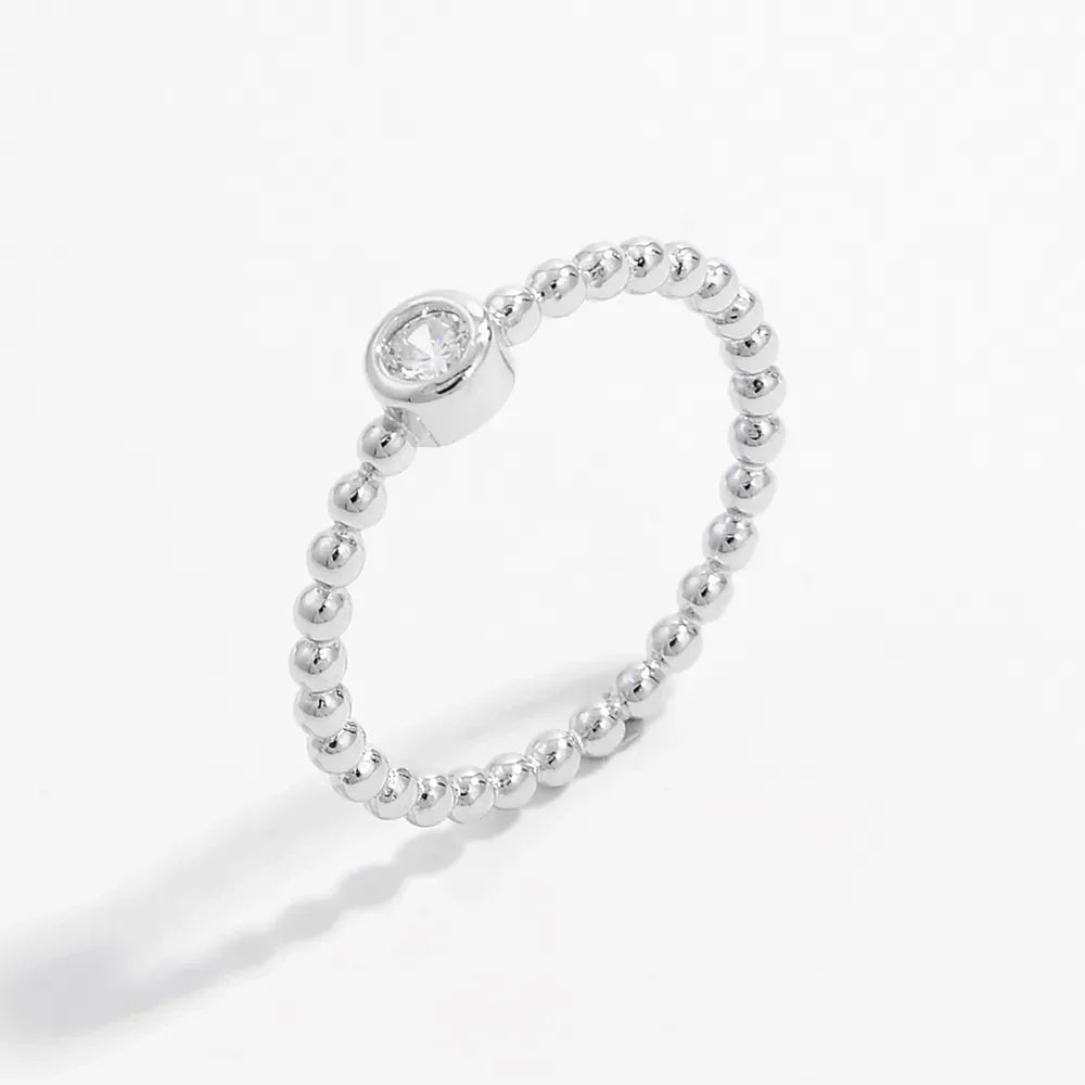 Zircon 925 Sterling Silver Bead Ring - VAleG