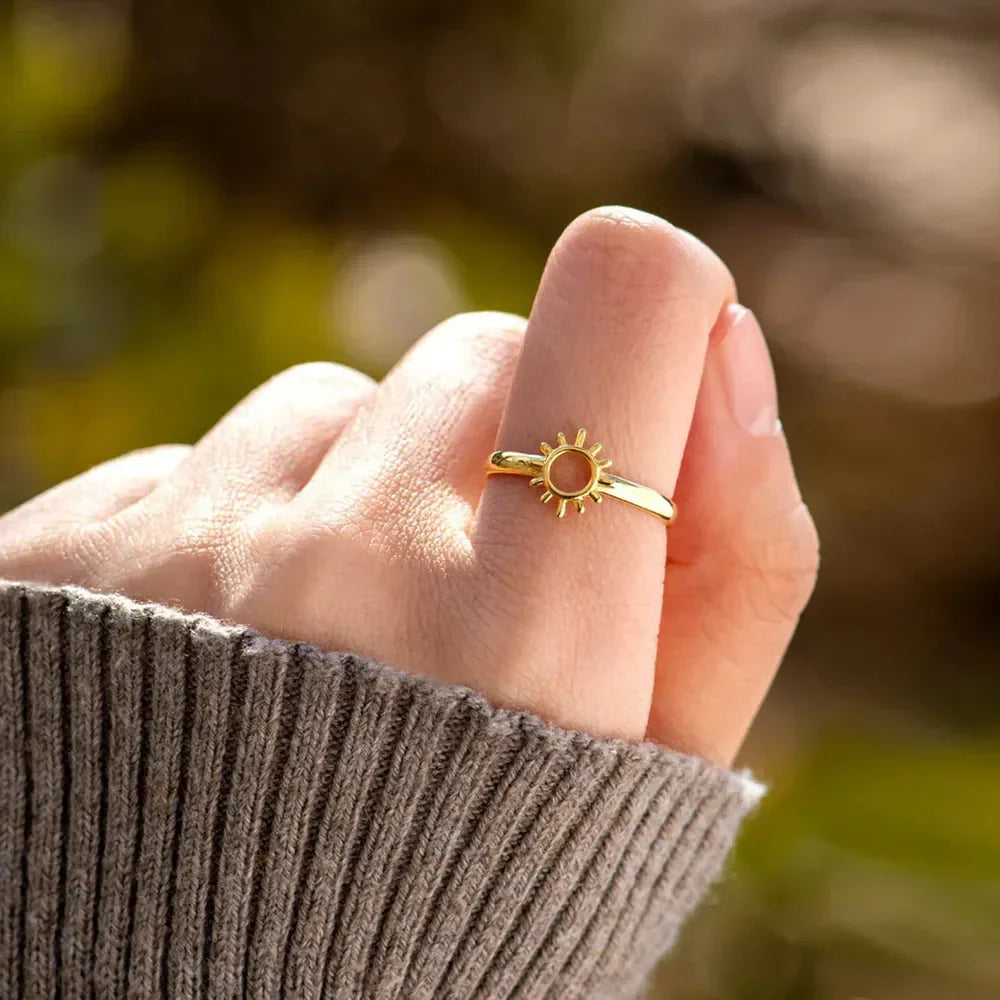Sun Shape 18K Gold-Plated Ring - VAleG