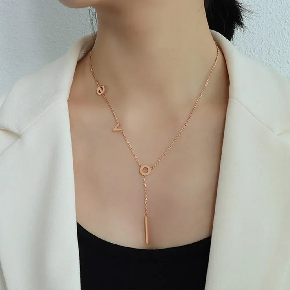 Titanium Steel Letter Necklace - VAleG