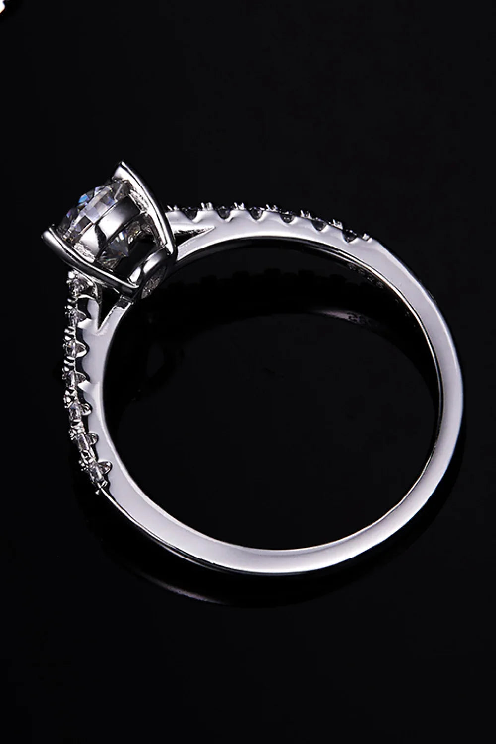 1 Carat Moissanite 925 Sterling Silver Side Stone Ring - VAleG