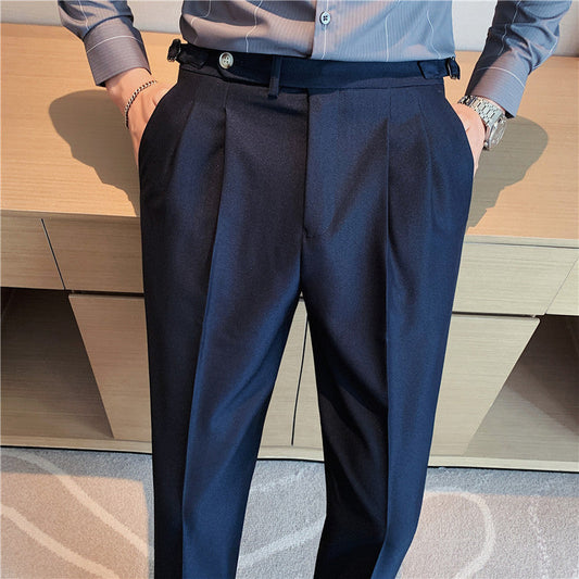 Thin Draping Belt Casual Pants Trendy Men's Suit Pants VAleG