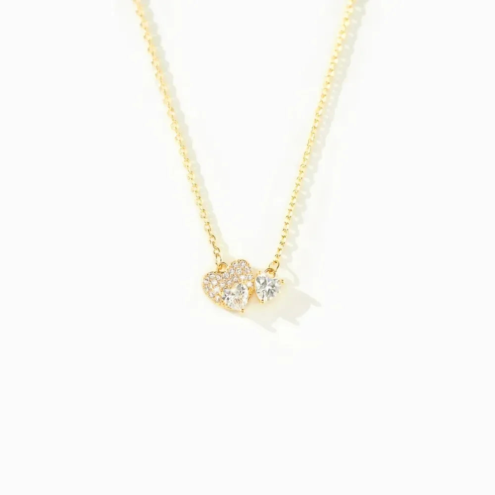 18K Gold-Plated 925 Sterling Silver Zircon Heart Necklace - VAleG