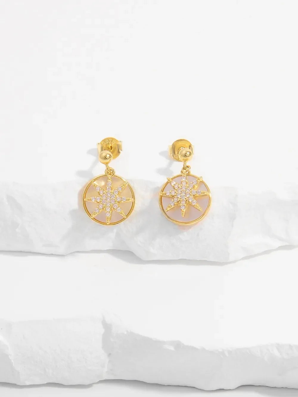 18K Gold-Plated 925 Sterling Silver Star Shape Earrings - VAleG