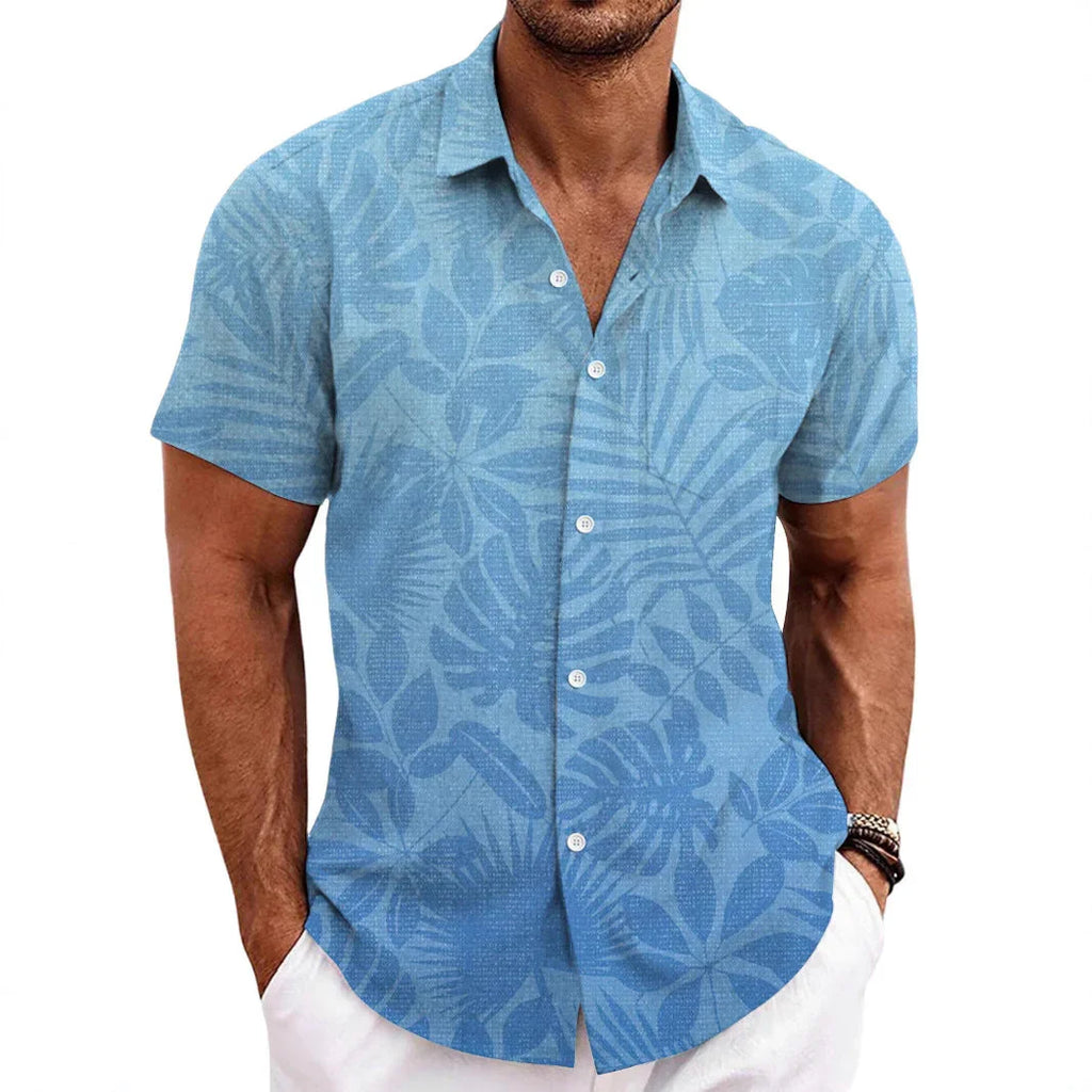 Solid Color Short Sleeve Cardigan Beach Shirt - VAleG