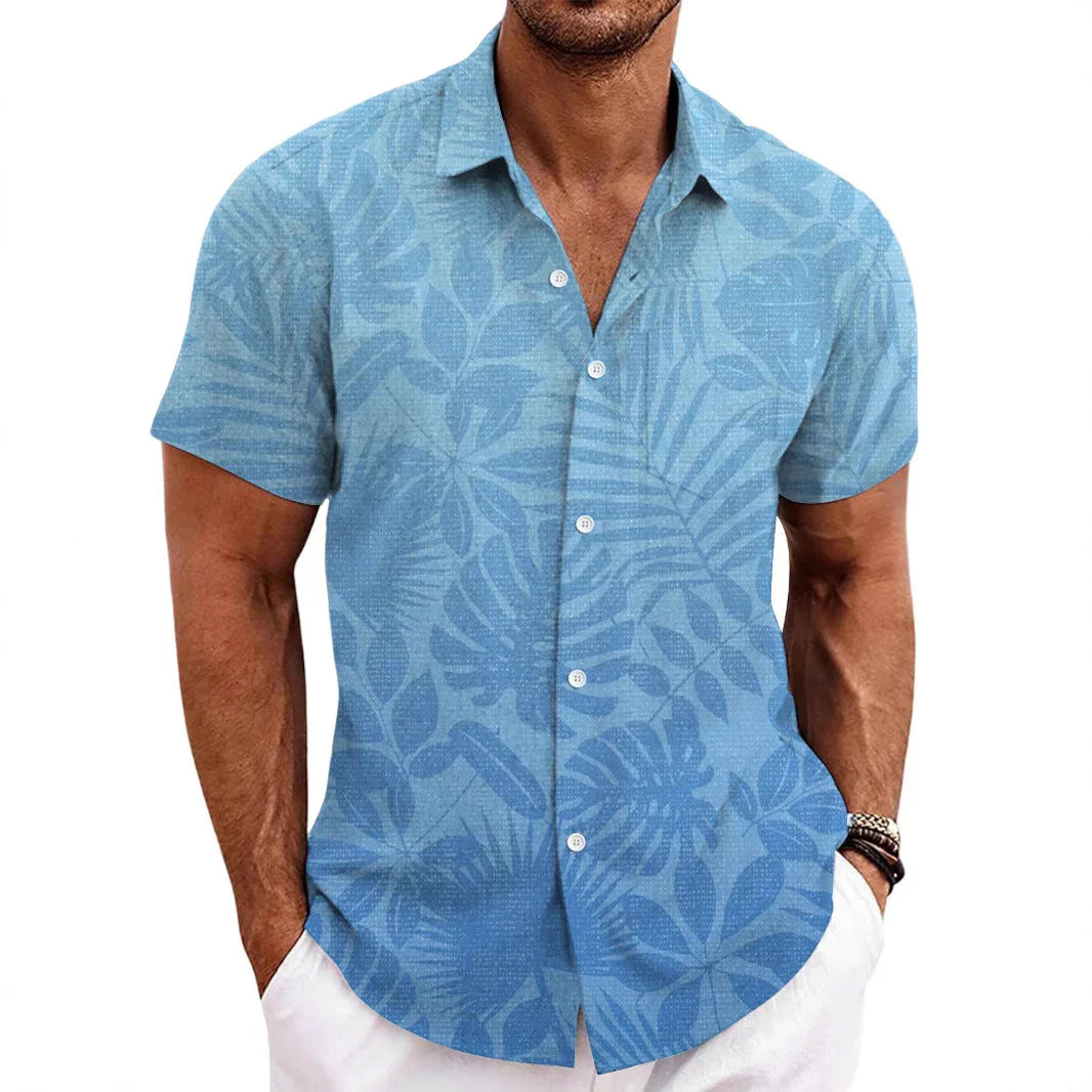 Solid Color Short Sleeve Cardigan Beach Shirt - VAleG