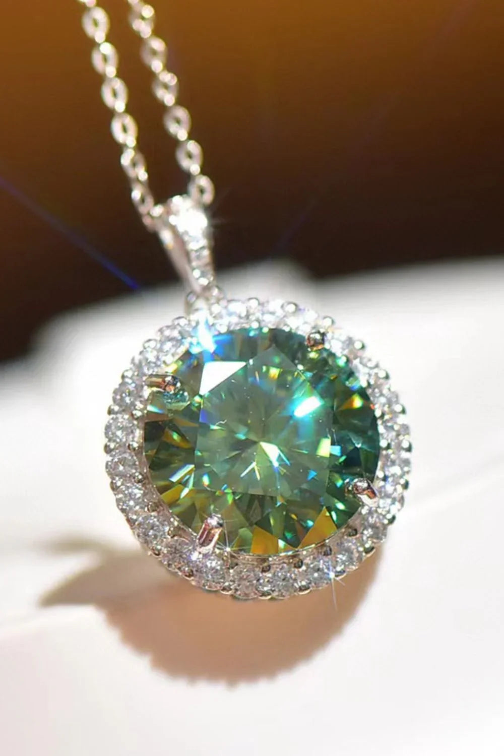 10 Carat Moissanite Pendant Platinum-Plated Necklace - VAleG