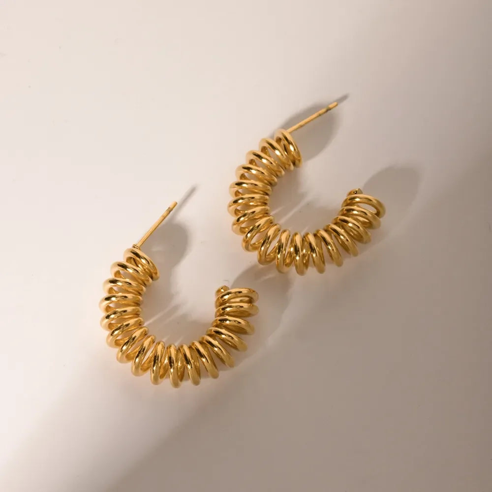 18K Gold-Plated Stainless Steel C-Hoop Earrings - VAleG