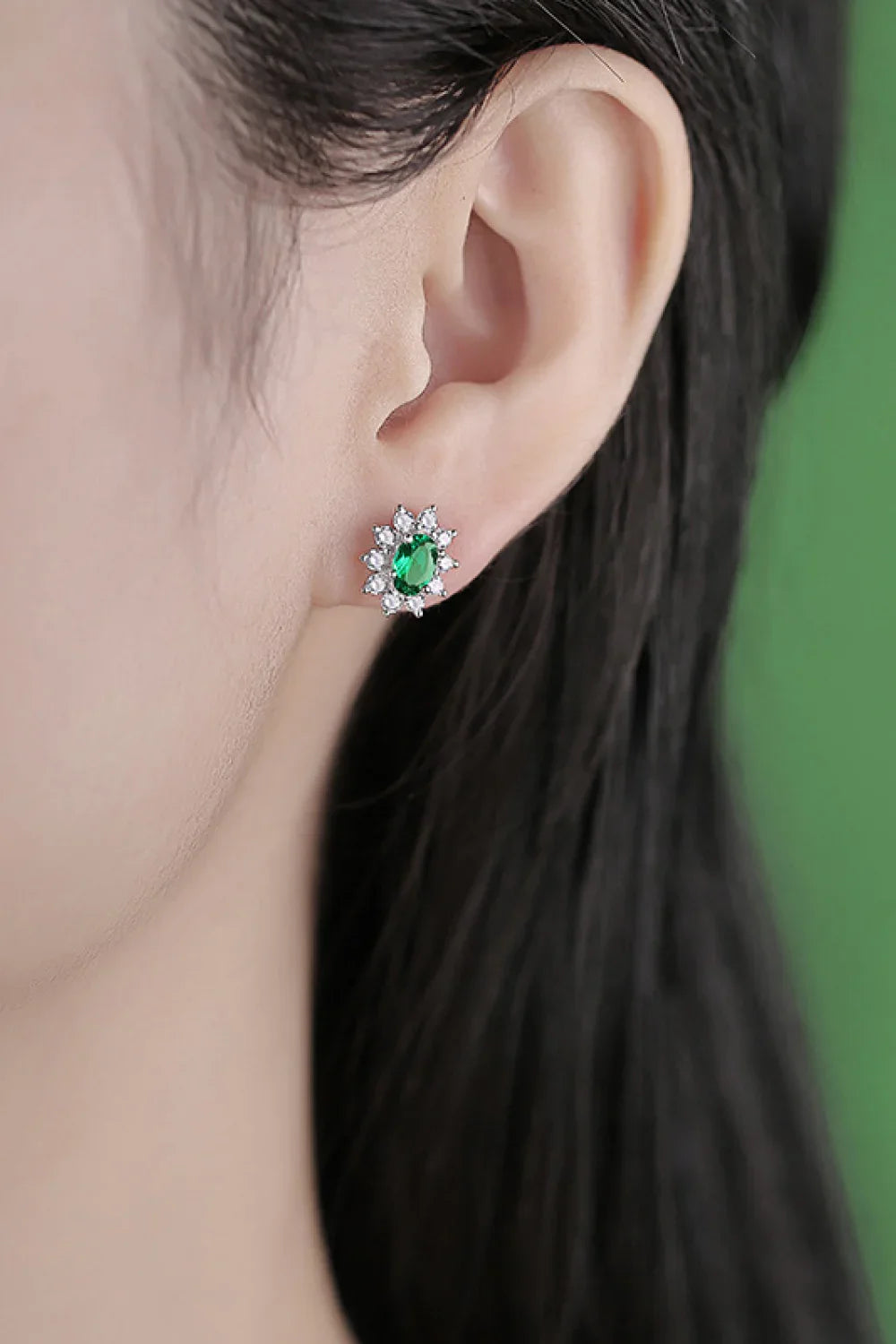 1 Carat Lab-Grown Emerald Stud Earrings - VAleG