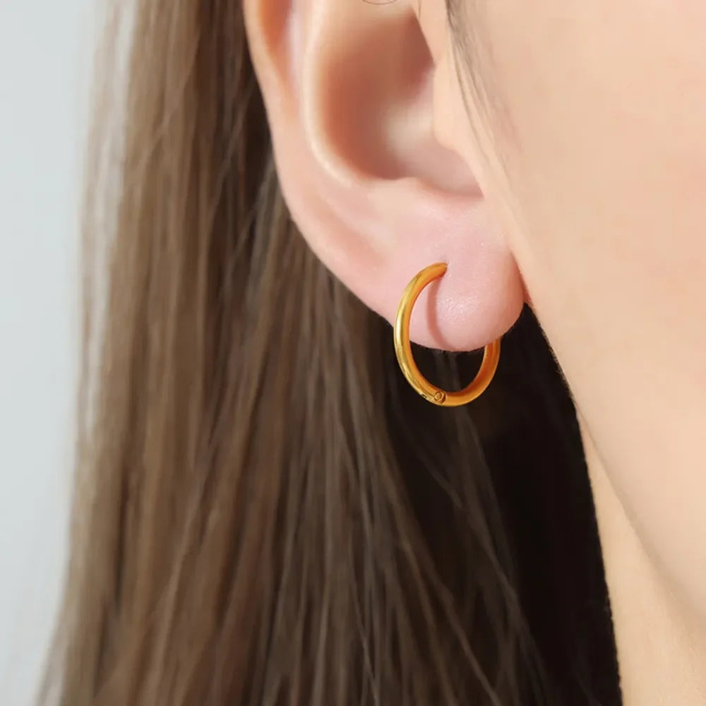 18K Gold-Plated Huggie Earrings - VAleG