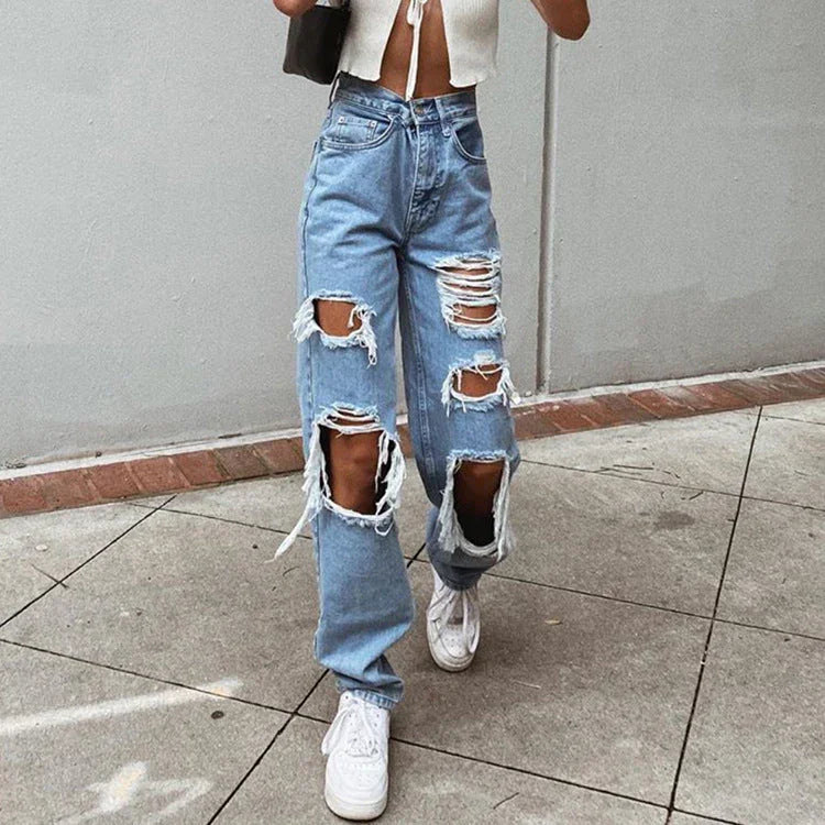 Women Jeans Ripped Slimming Washed Women's Jeans Trousers - VAleG
