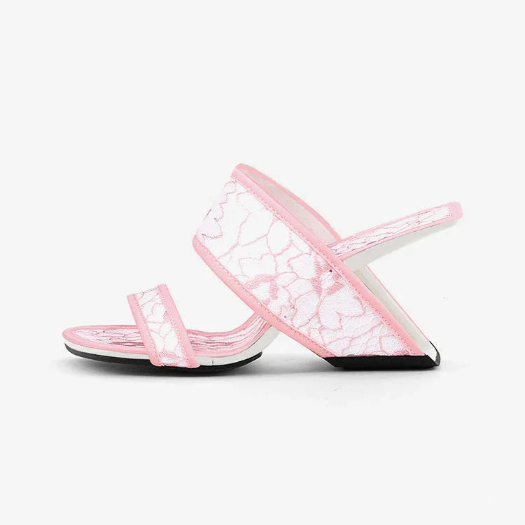 Women's Lace Embroidered Slippers Hollow-out Wedge - VAleG