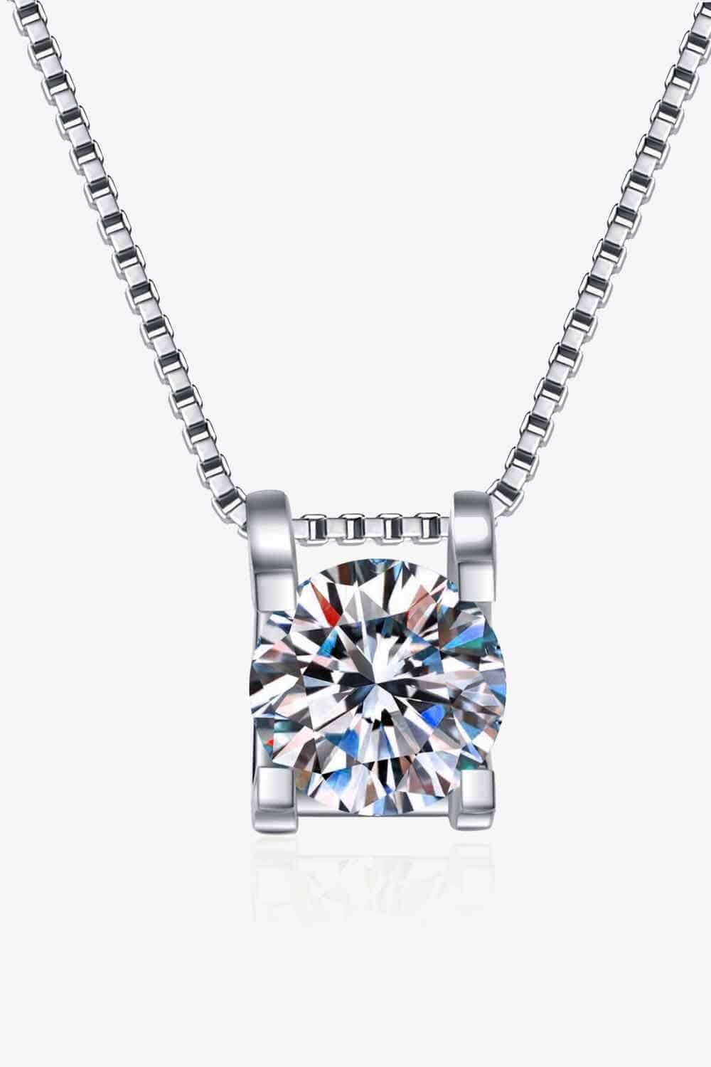 1 Carat Moissanite 925 Sterling Silver Chain Necklace - VAleG