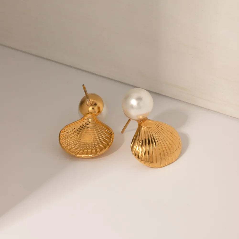 18K Gold-Plated Stainless Steel Shell Shape Earrings - VAleG