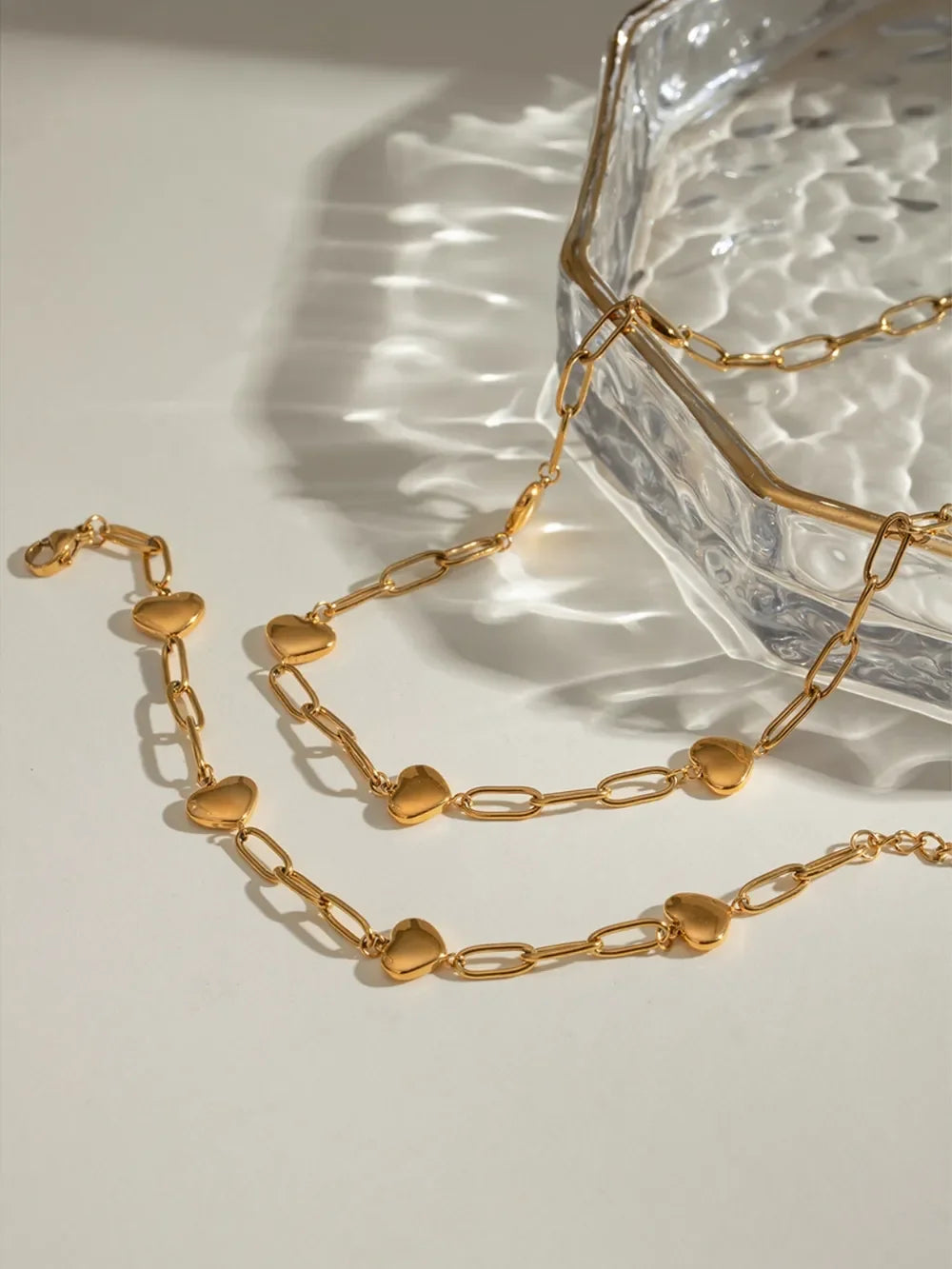 18K Gold-Plated Stainless Steel Heart Bracelet - VAleG