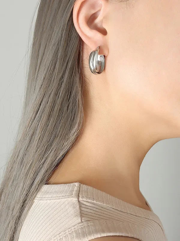 18K Gold-Plated Titanium Steel Huggie Earrings - VAleG