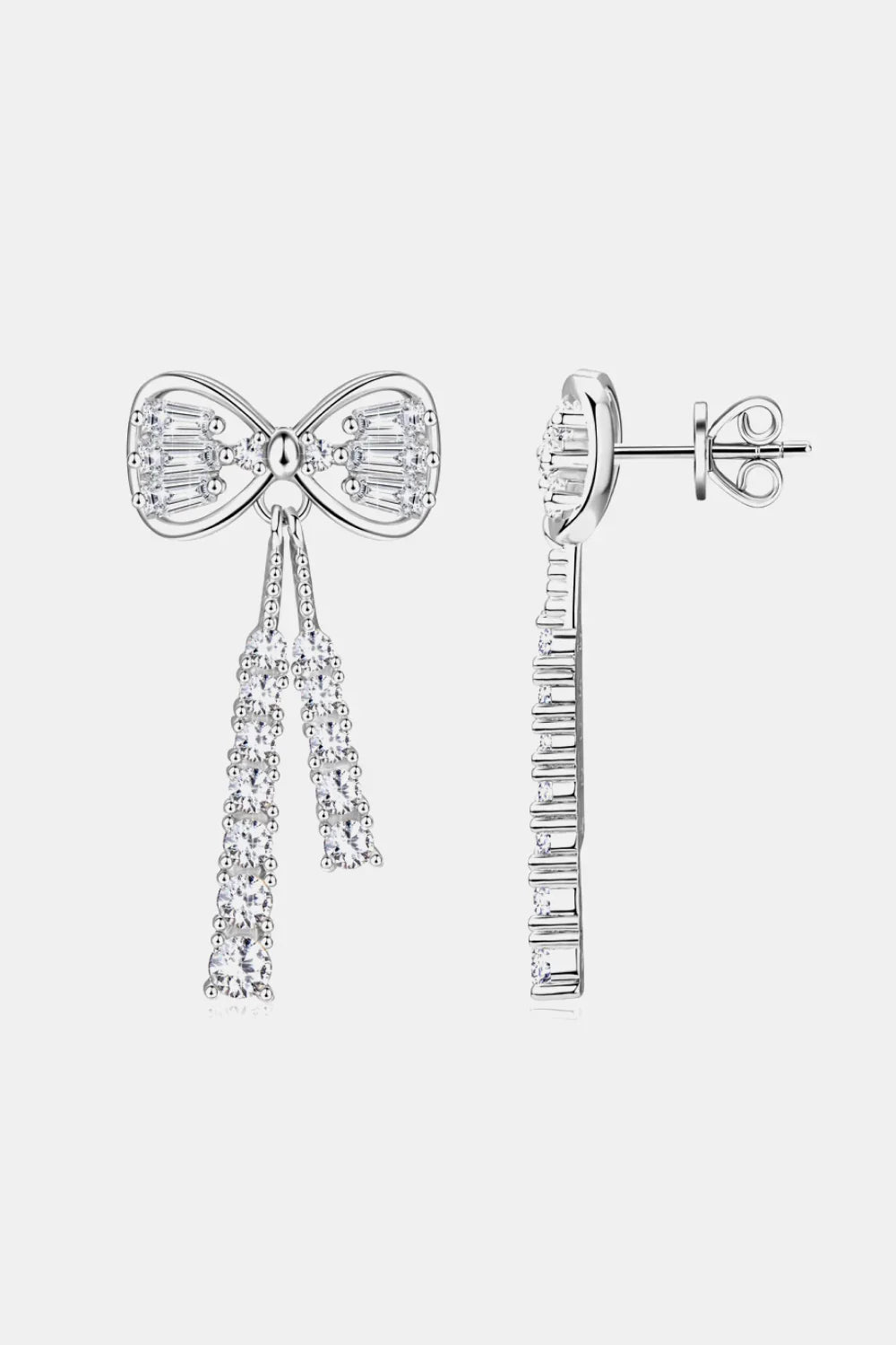 1.12 Carat Moissanite 925 Sterling Silver Bow Earrings - VAleG