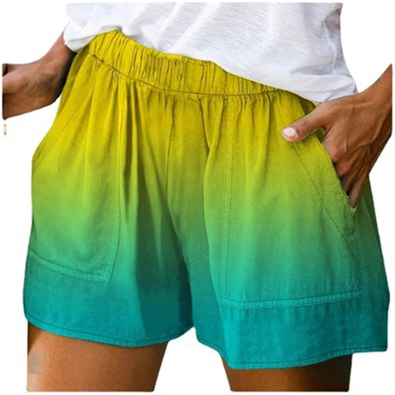 Women's Fashion Gradient Color Pocket Wide Leg Shorts - VAleG