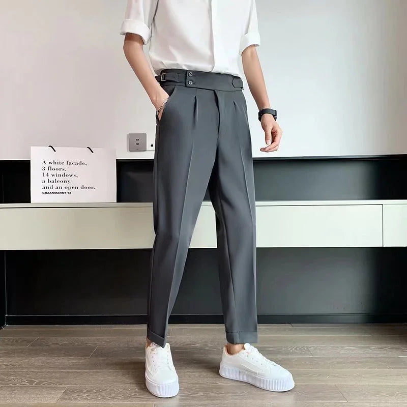 Men's High-waisted Trousers Draping Spring And Autumn High-grade Straight Pants - VAleG