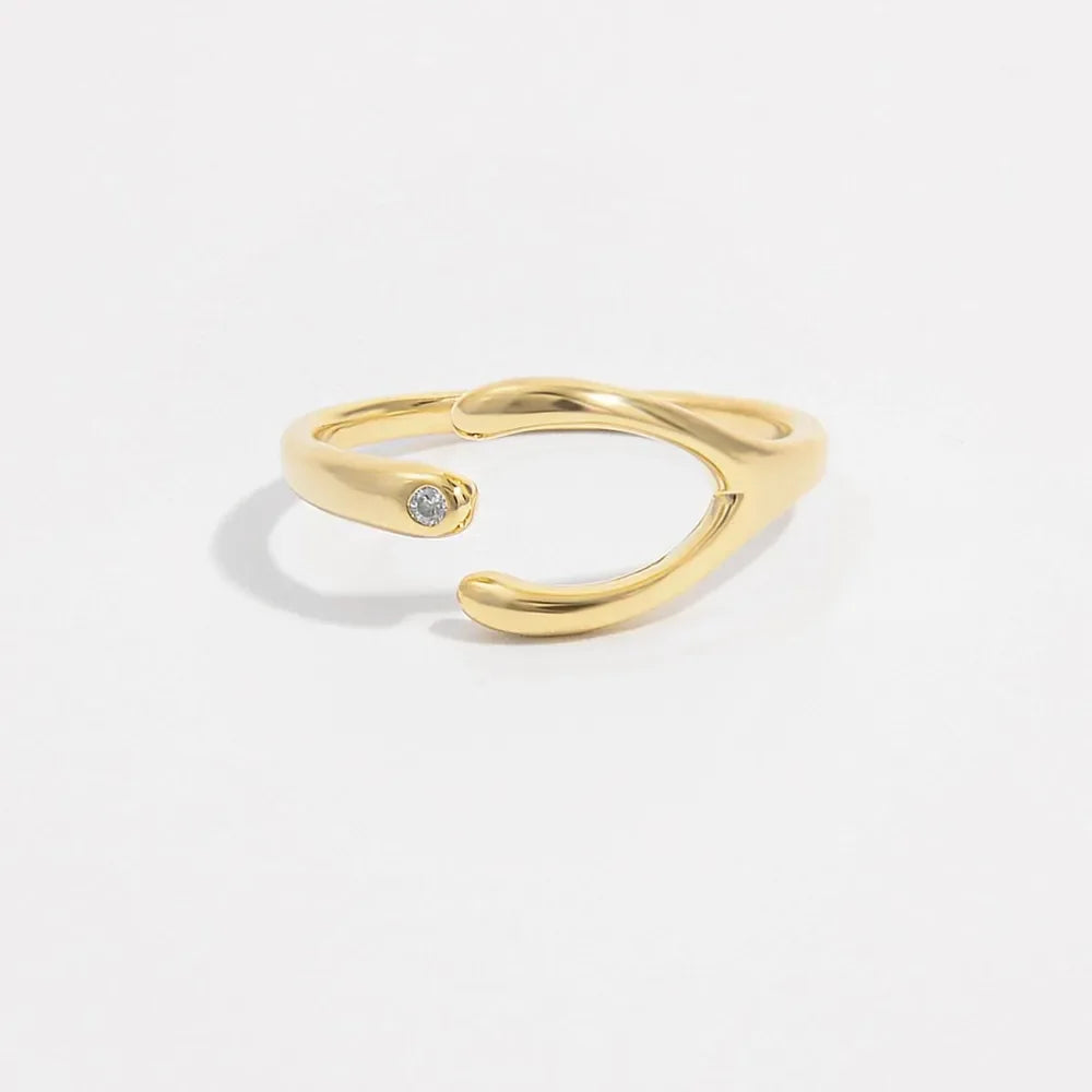 925 Sterling Silver Inlaid Zircon Open Ring - VAleG