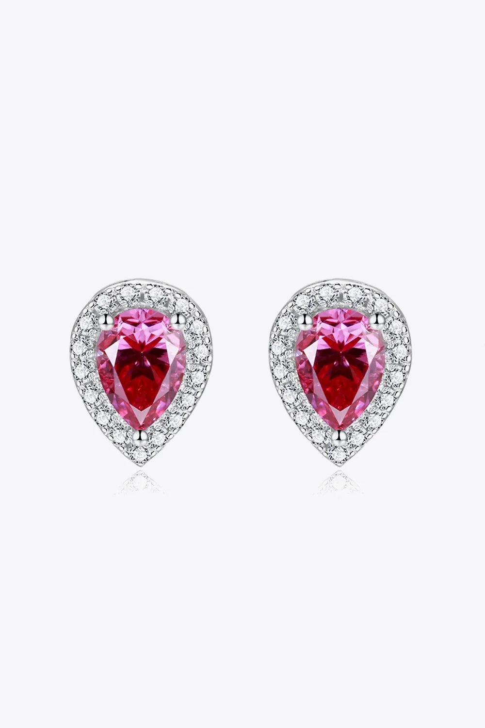 2 Carat Moissanite Teardrop Stud Earrings in Rose - VAleG