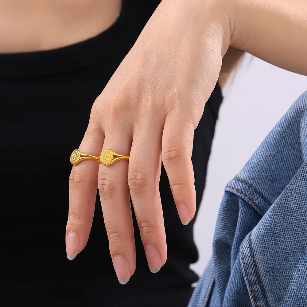 18K Gold-Plated Sun Ring - VAleG