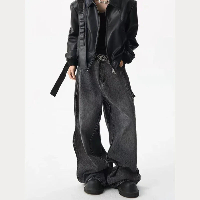 High-grade Stitching Loose Wide-leg Draping Effect Straight-leg Pants Trousers - VAleG