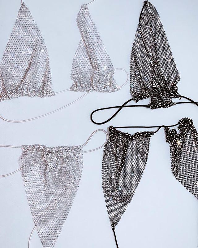 Beach Rhinestone Mesh Bikini Set - VAleG