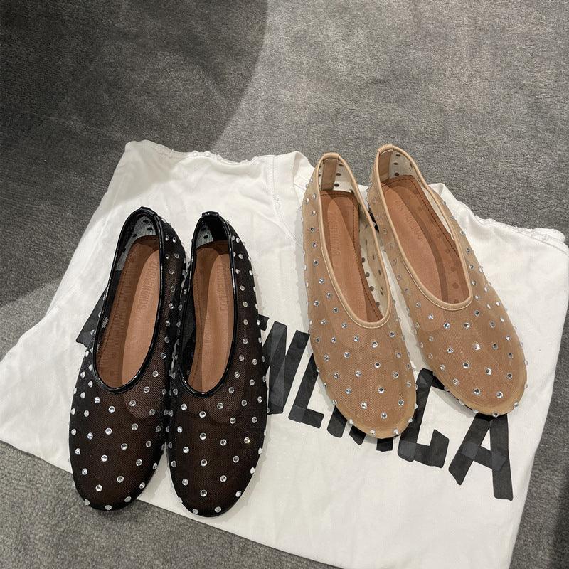Fashionable Round Toe Rhinestone Mary Jane Shoes Women - VAleG