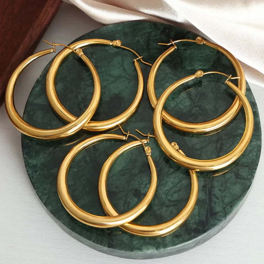 18K Gold-Plated Hoop Earrings - VAleG