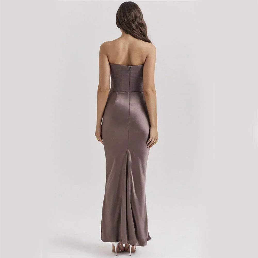 Slim Tube Top Long Dress Sexy Fashion Bandeau Backless Party Evening Dresses For Women Clothing - VAleG