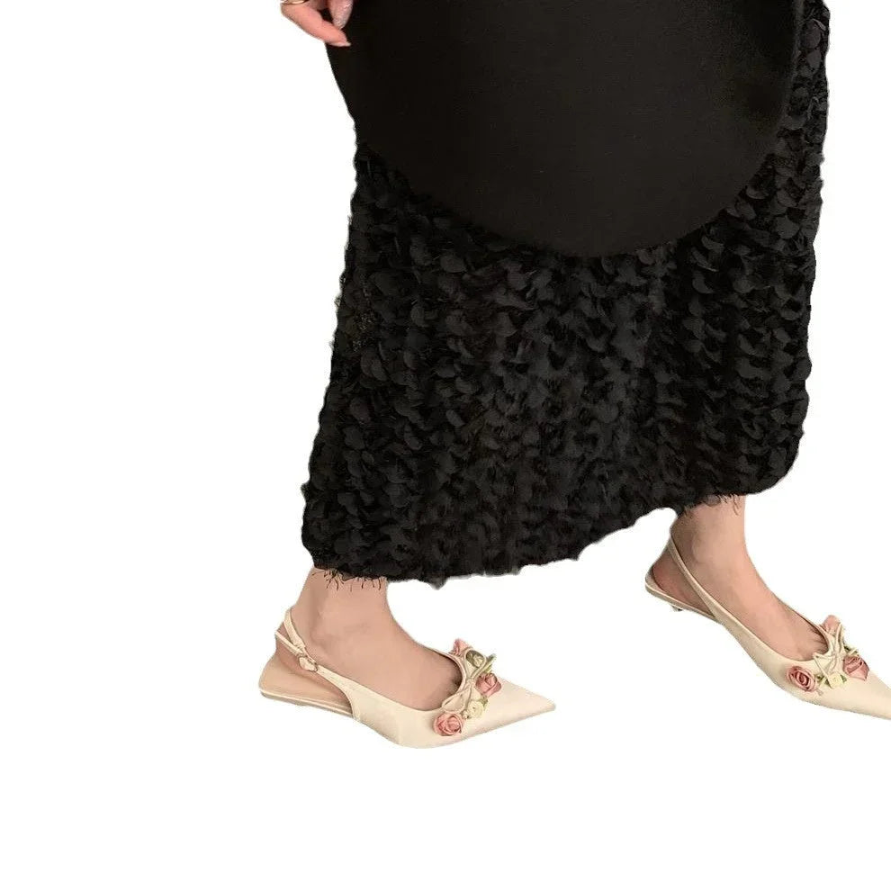 French Style Elegant Sandals With Skirt High Heels - VAleG
