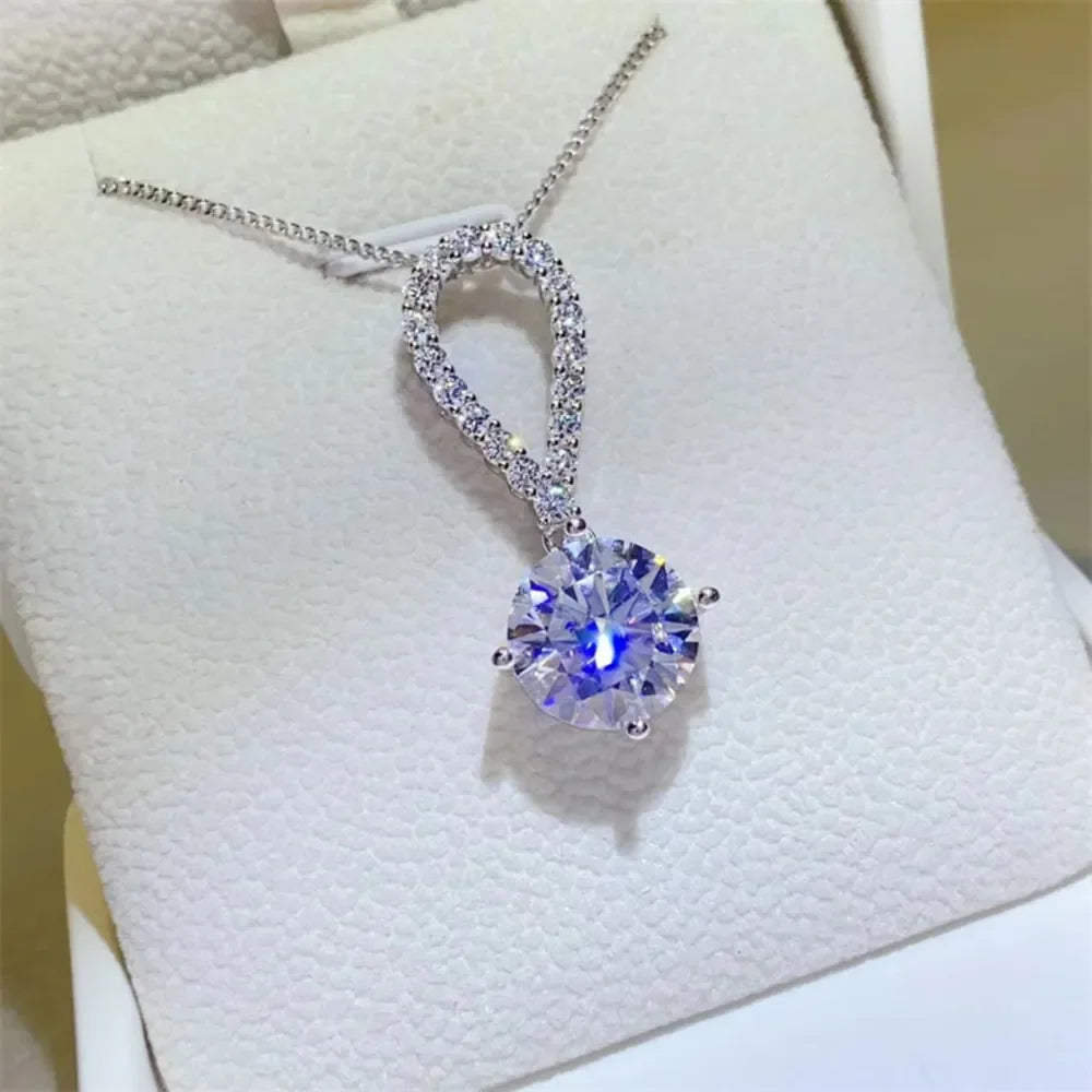 5 Carat Moissanite 925 Sterling Silver Teardrop Necklace - VAleG