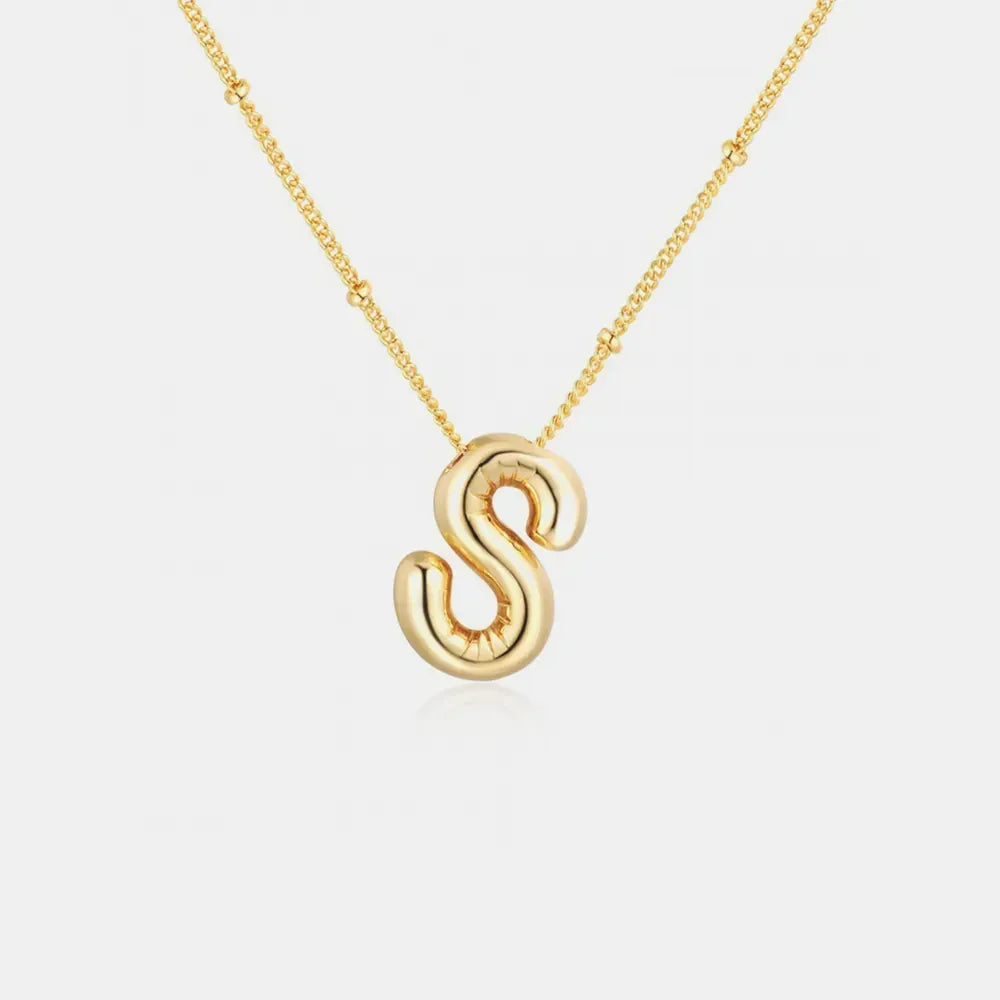 Gold-Plated Bubble Initial Necklace - VAleG