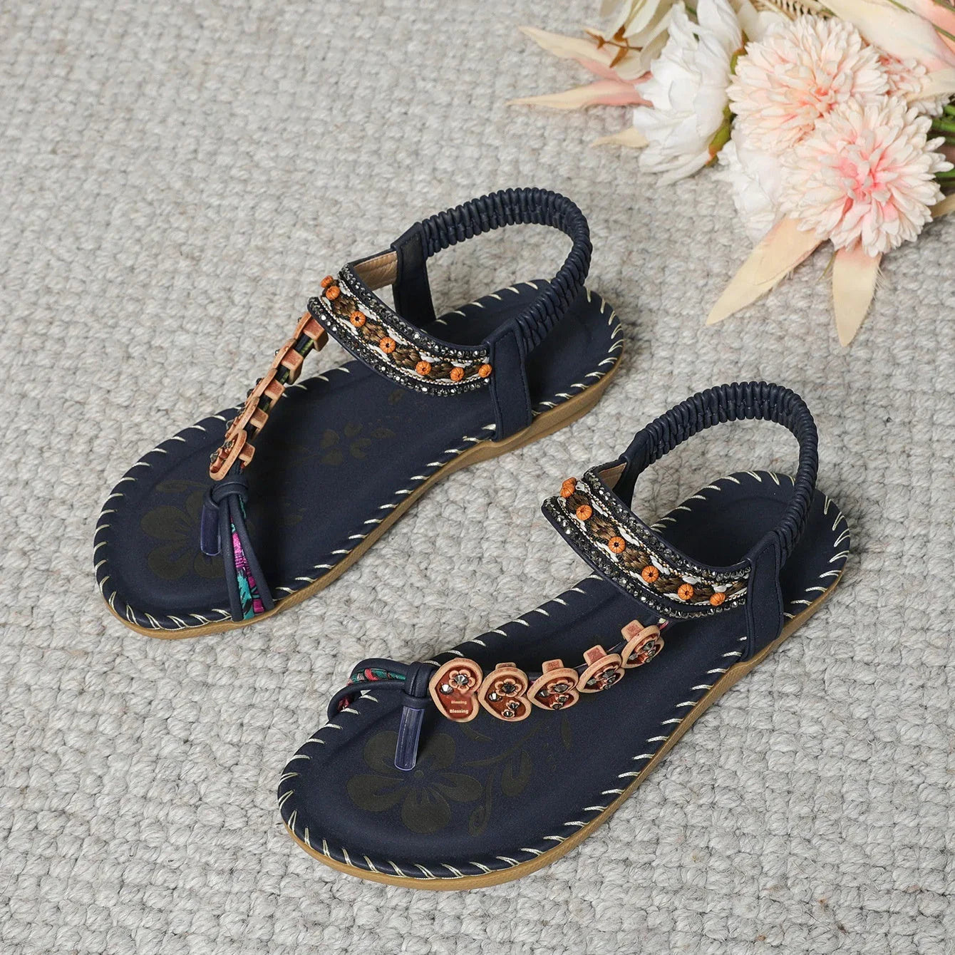 Women's Bohemian Stylish Beach Flat Sandals - VAleG