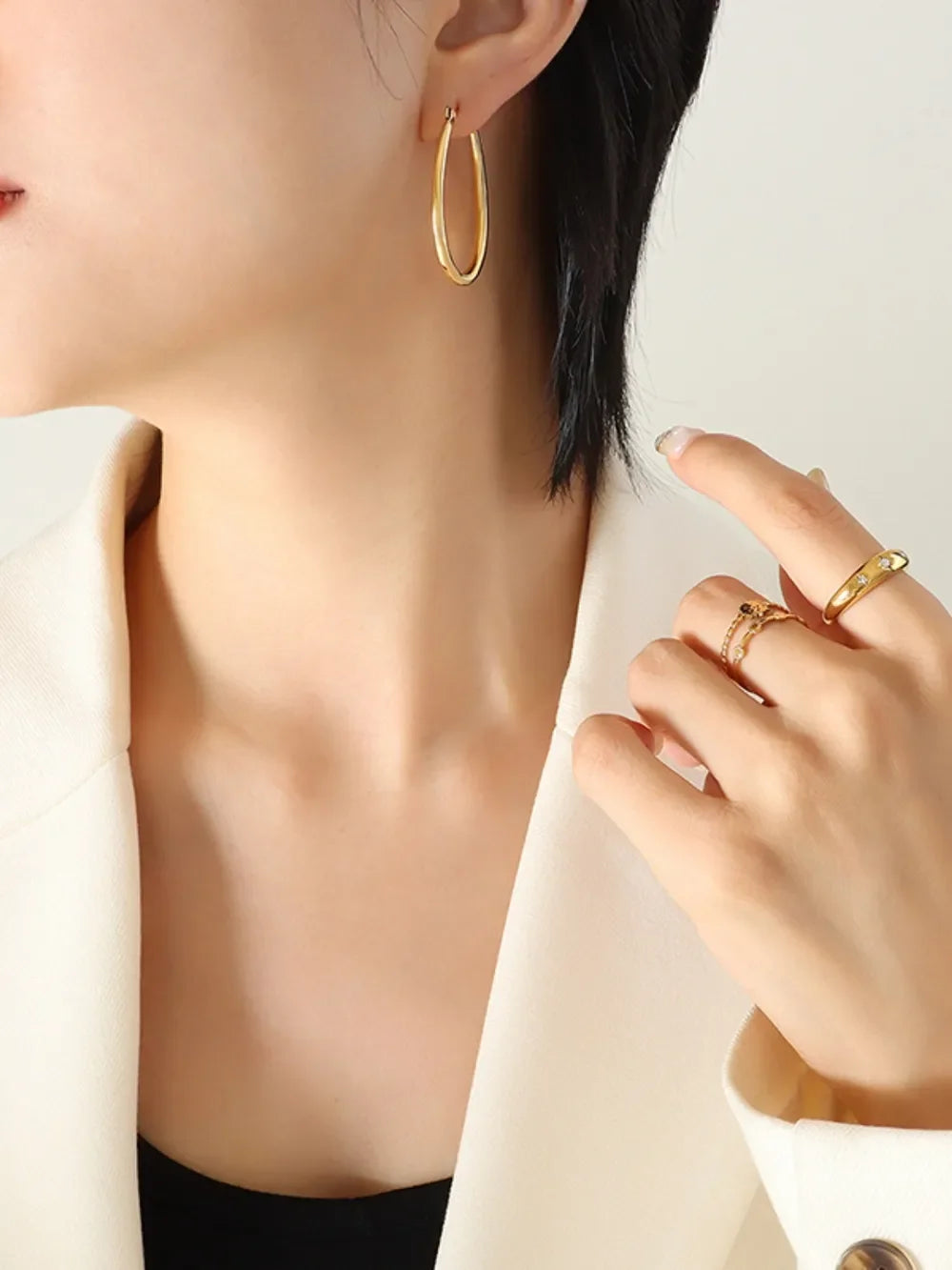 18K Gold-Plated Titanium Steel Earrings - VAleG
