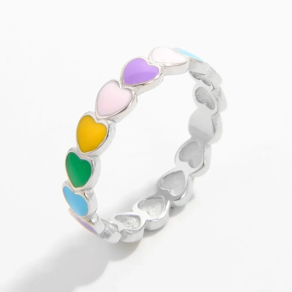 925 Sterling Silver Drip Oil Heart Ring - VAleG