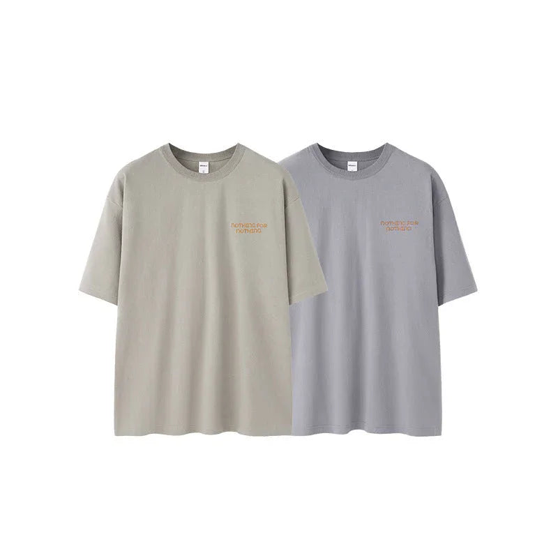 Thread Collar Embroidered T-shirt Retro Heavy Pit Short Sleeve - VAleG