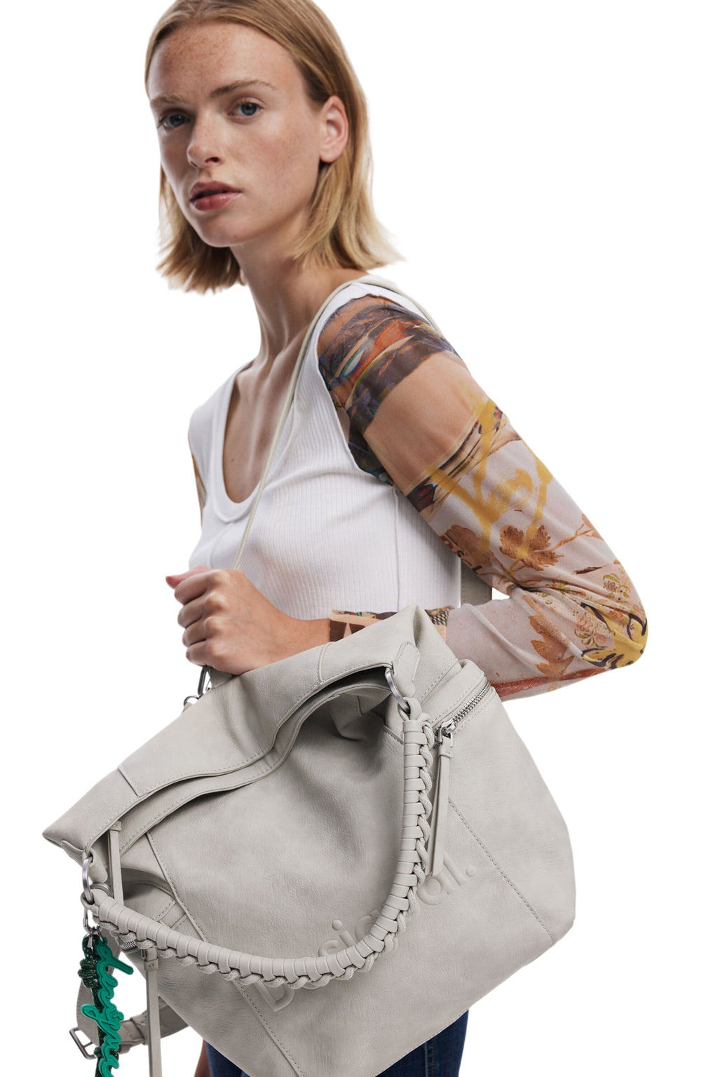 DESIGUAL Zaino Donna Beige Half Logo Africa con Stampa