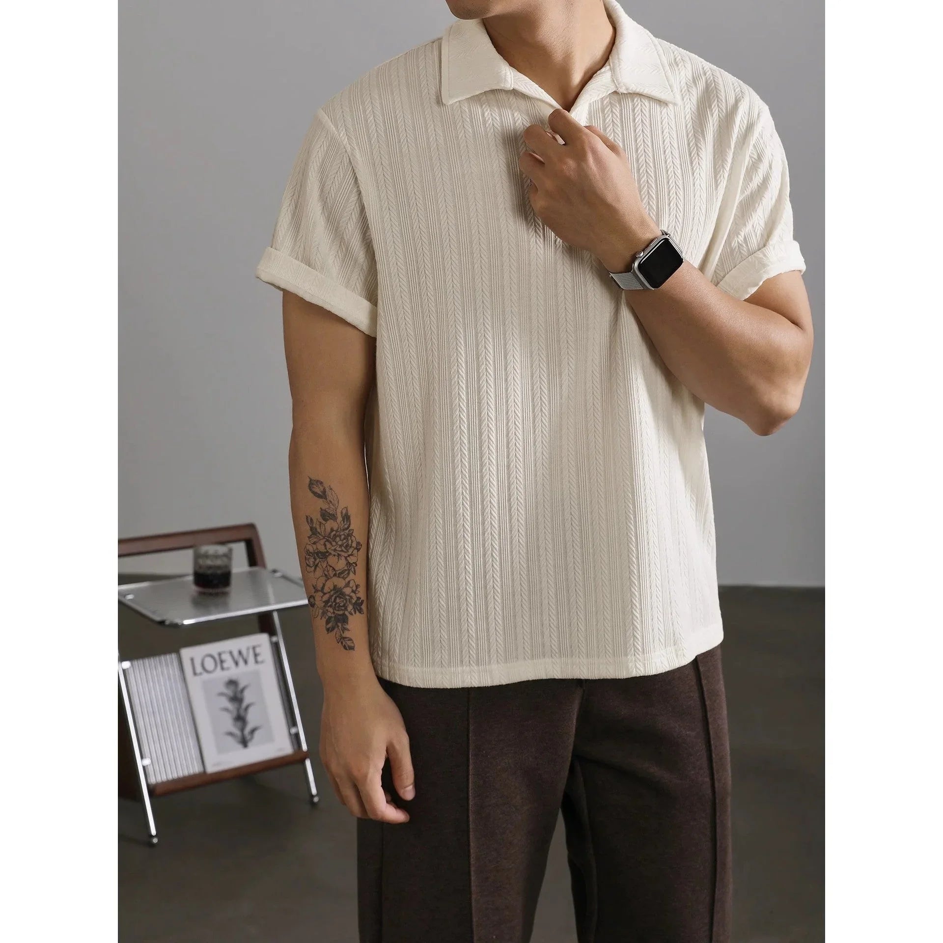 Wheat Woven Texture Summer Breathable Slim Fit Business - VAleG
