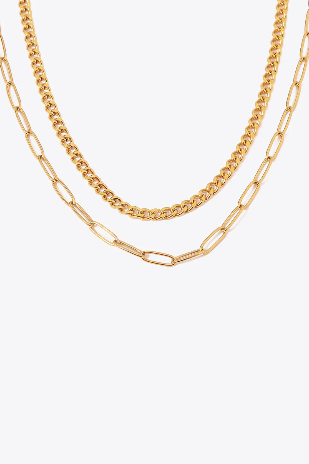 18K Gold Plated Layered Chain Necklace - VAleG