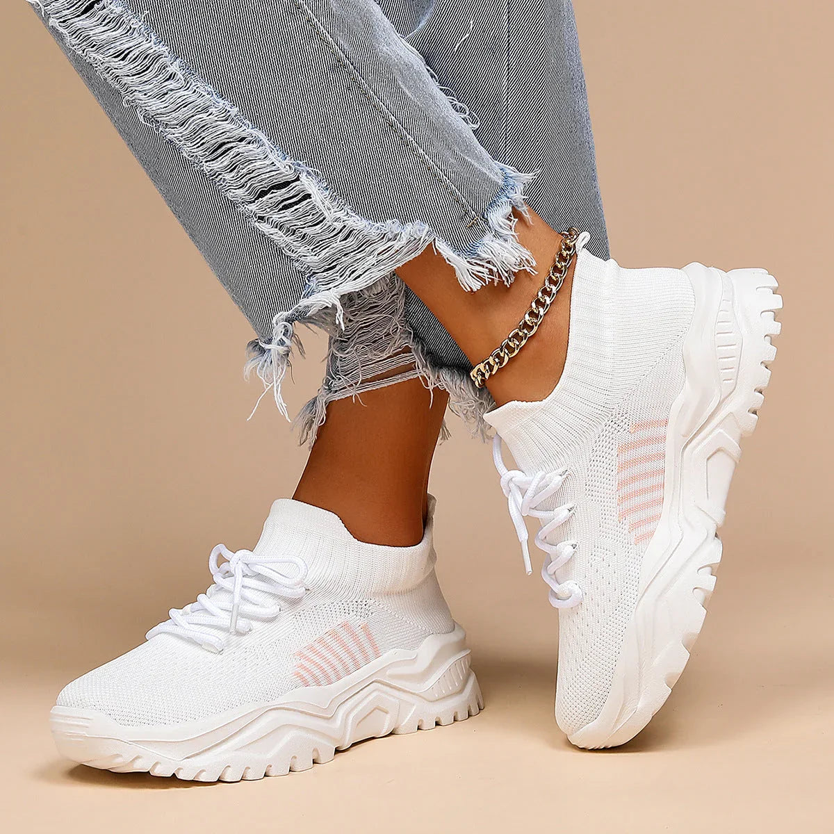 Plus Size Sports Breathable Flyknit Socks Shoes - VAleG