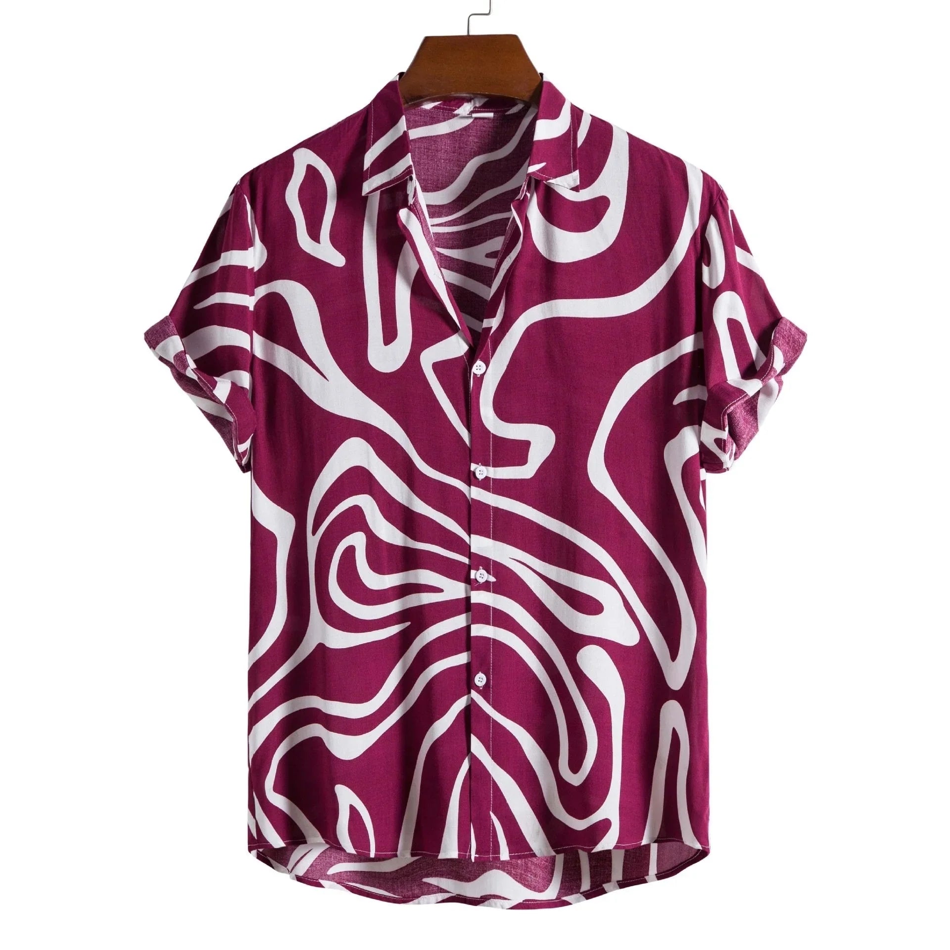Printed Casual Men's Short-sleeved Shirt Lapel - VAleG